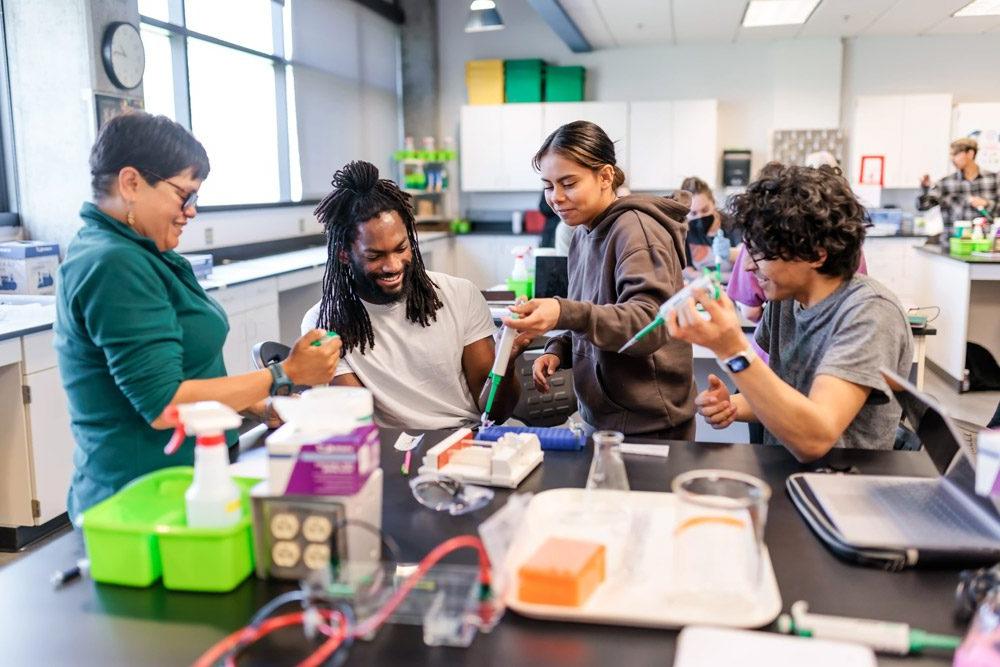 4 students in Chemistry class at 密歇根州立大学丹佛